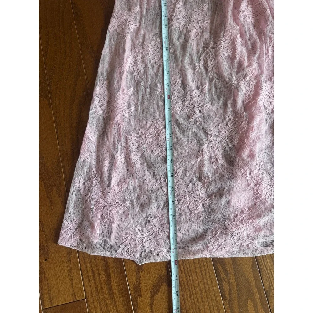 Abercrombie & Fitch Pink Satin Lace Cowl Neck Maxi Dress XXSP XXS Petite